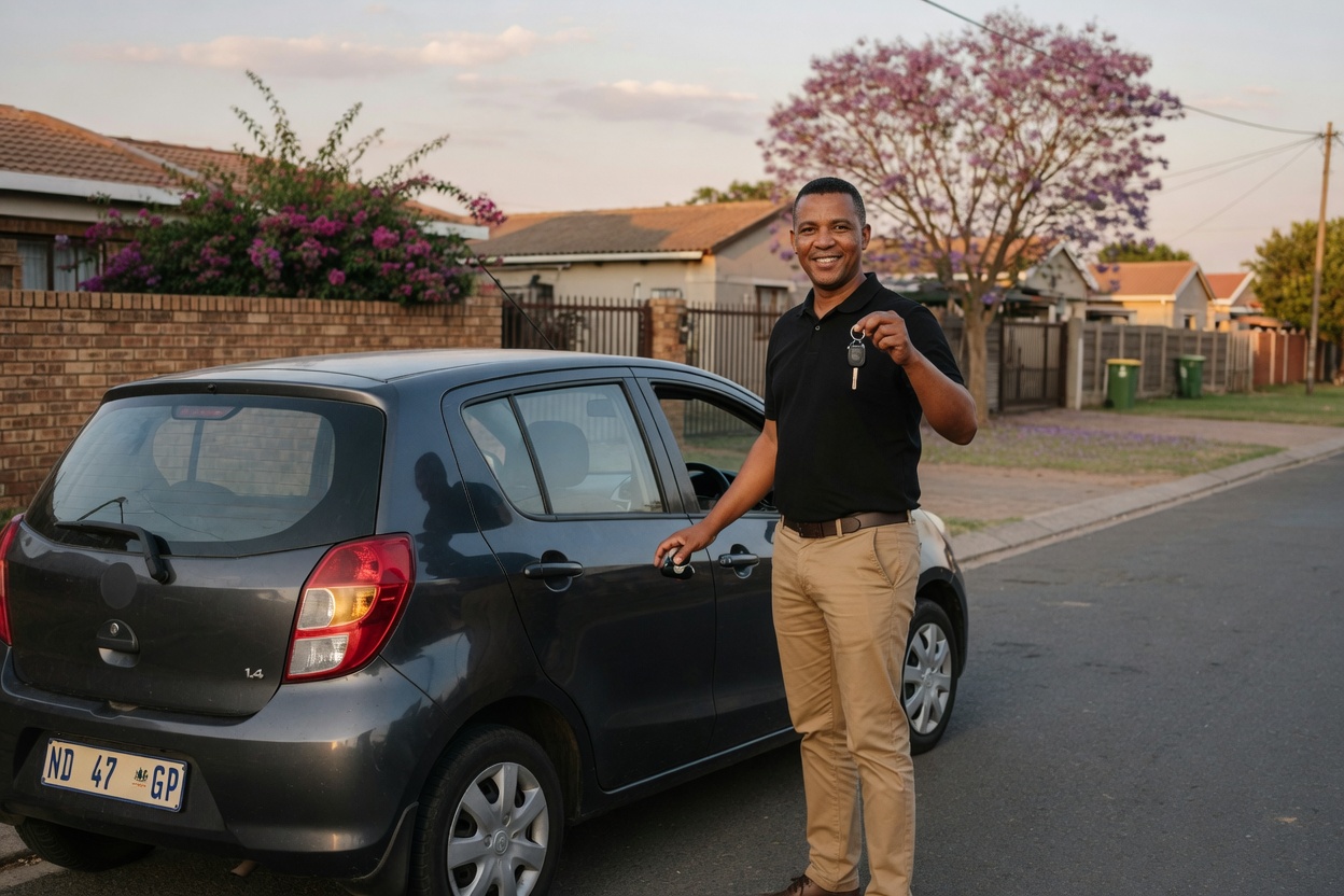 A shuttle driver with the car